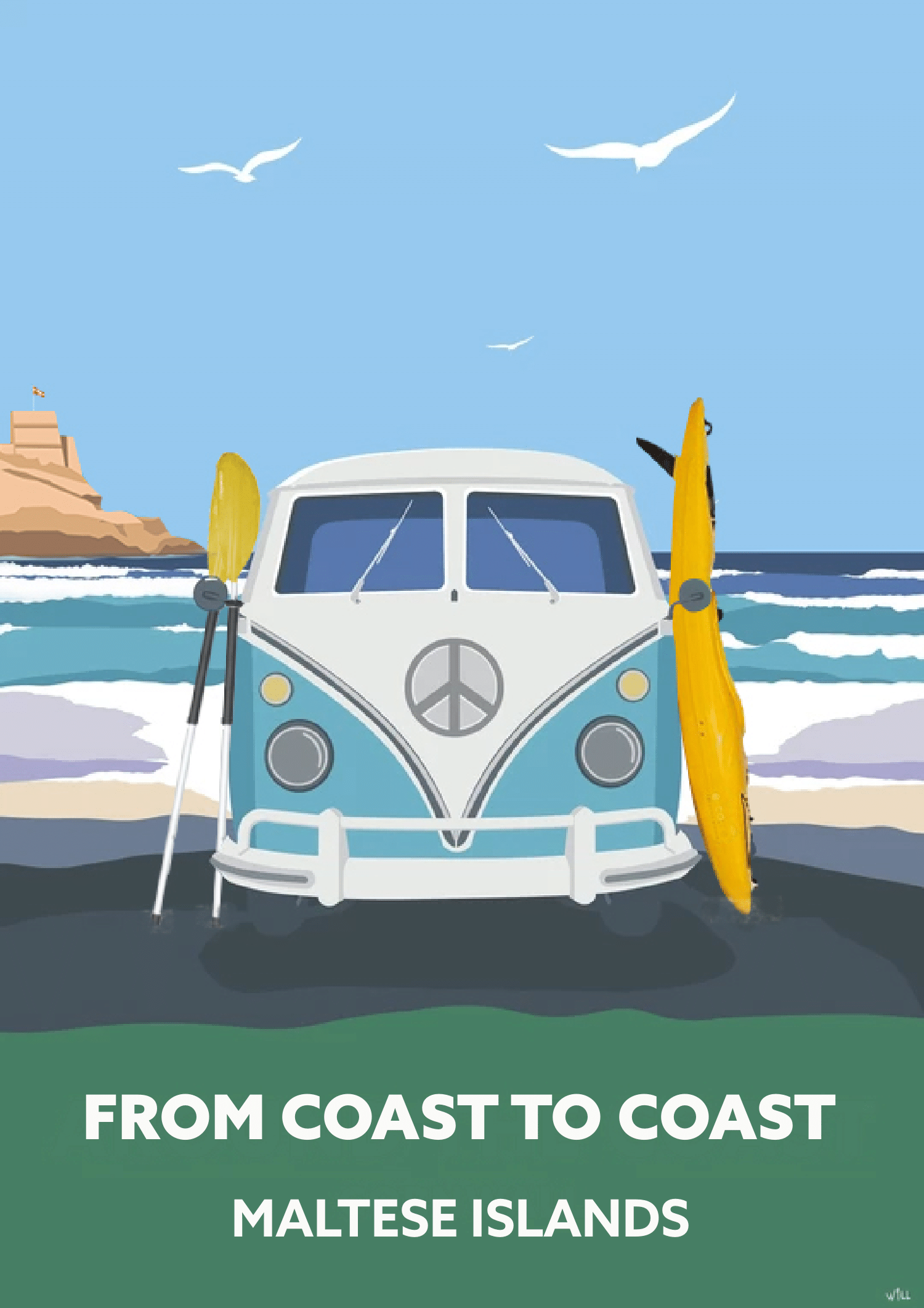 Vintage Poster of From Coast to Coast in Maltese Islands