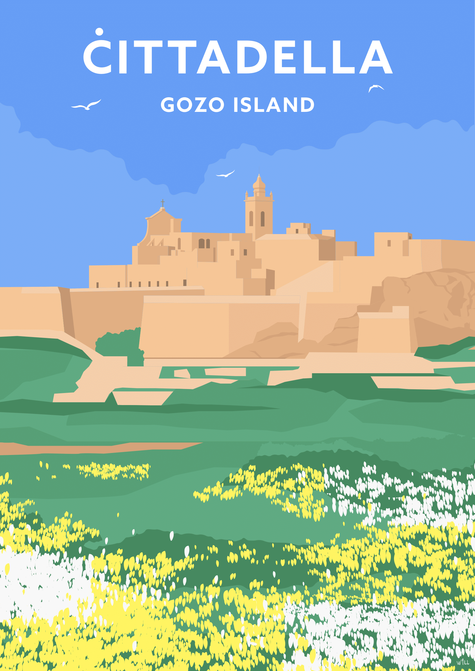 Vintage Poster of Citadella in Gozo Island